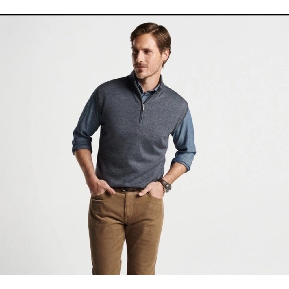 Peter Millar Mens Autumn Crest Quarter-Zip Sweater Vest Wool Blend Gray Size‎ XL